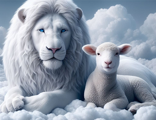Free lion lamb lying down illustration