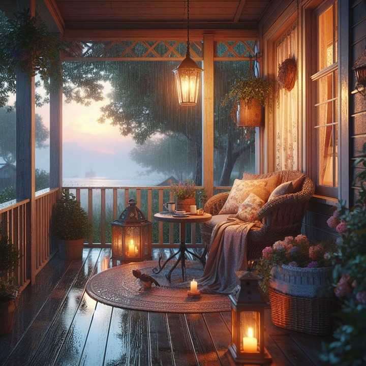 Download Ai Generated, Rainy, Porch. Royalty-Free Stock Illustration ...