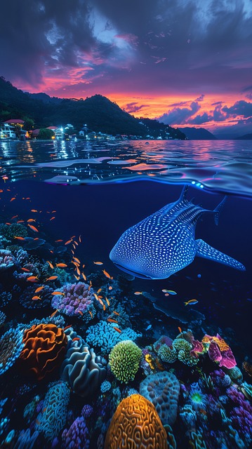 Free majestic whale shark vibrant illustration