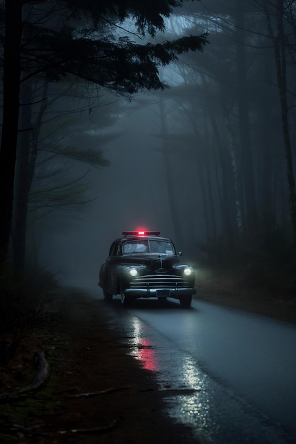 Free police car dark road illustration