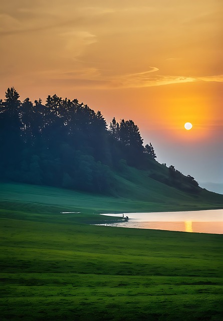 Free lake mountain landscape illustration