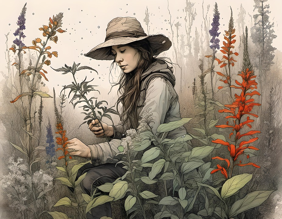 風景_6 零れる 手描き&CG 絵画イラストオリジナル原画 著作権フリー A4 