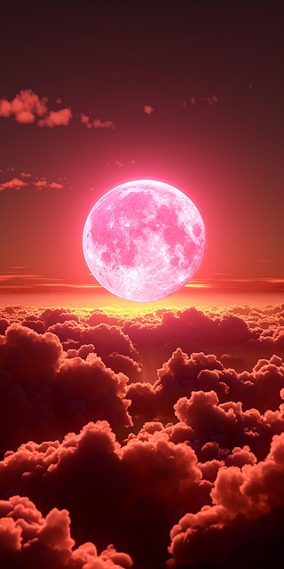 Ai Generado, Luna, Nubes, Atardecer