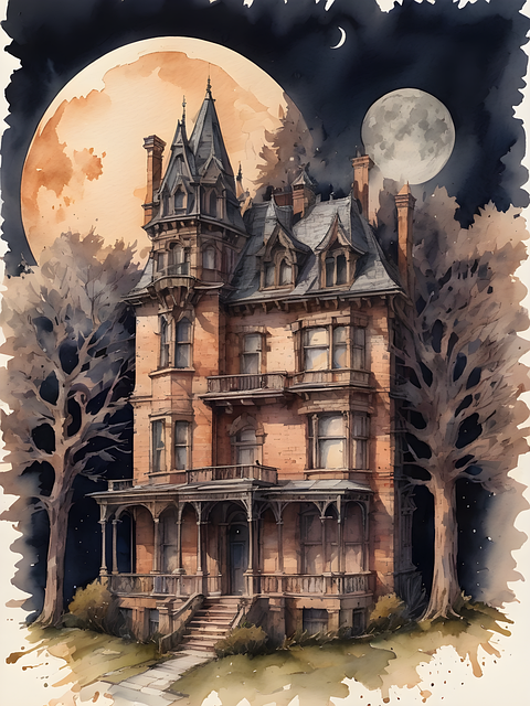 Free mansion old dark illustration