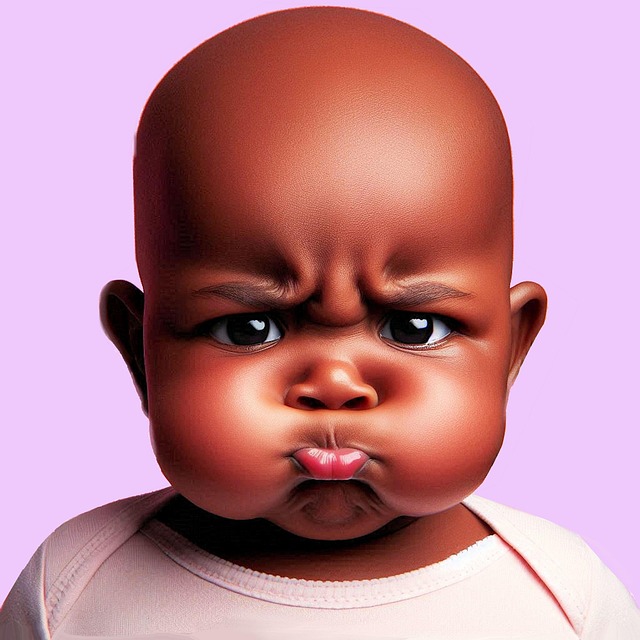 Free baby portrait annoyed illustration