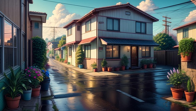 Free ai generated village houses illustration