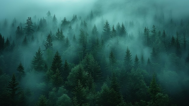 Bosque, Neblina, Árboles, Montañas