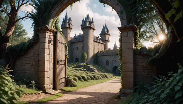 Free ai generated castle gate illustration