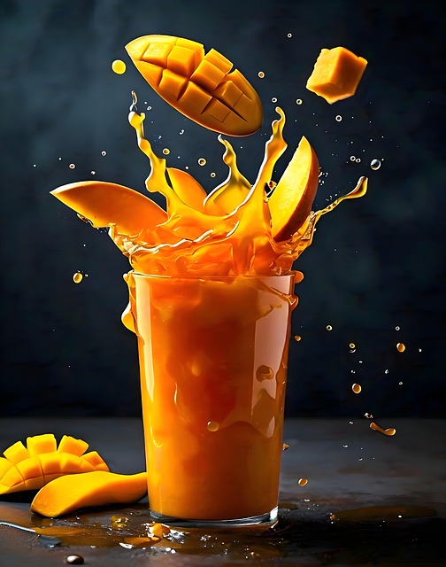 Glas, Mango, Sap, Spetterend, Plakjes