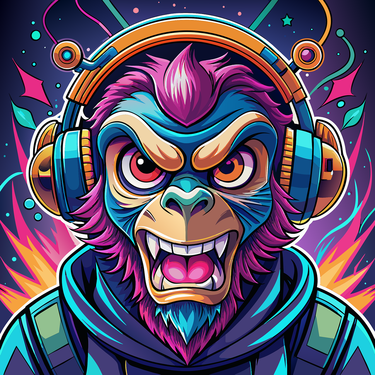 Download Monkey, Visually Haedphone Monkey, Gorilla With Headphone ...