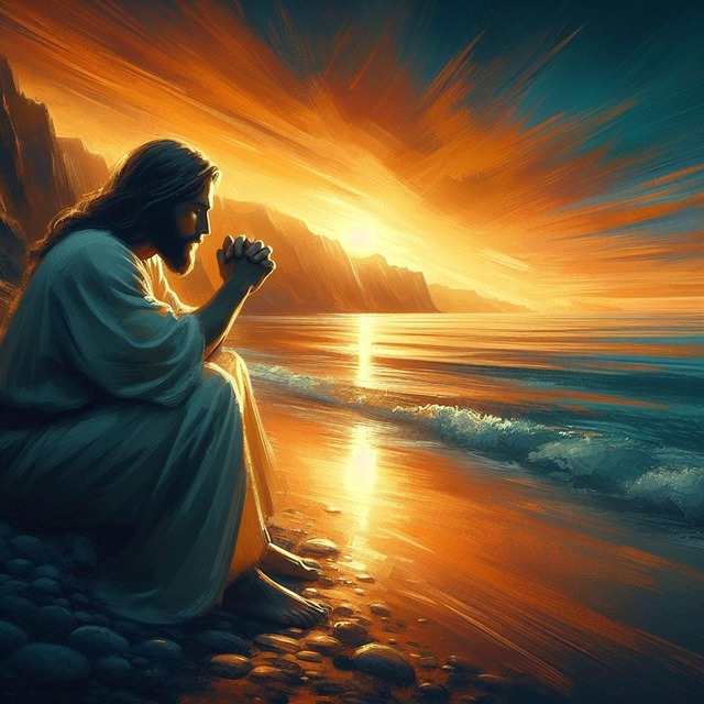 Download free HD stock image of Ai Generated Jesus Free ai generated jesus pray illustration