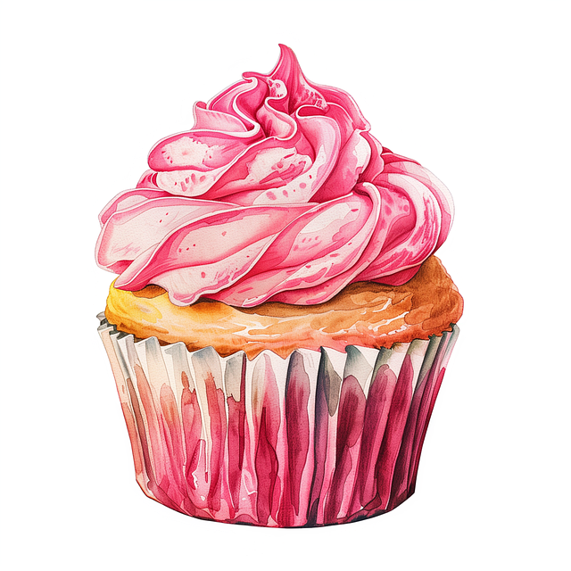 Free cupcake pink frosting illustration
