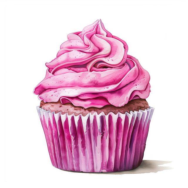 Free cupcake pink frosting illustration