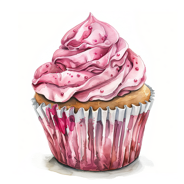 Free cupcake pink frosting illustration