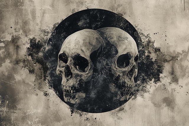 Free old grunge human skull illustration