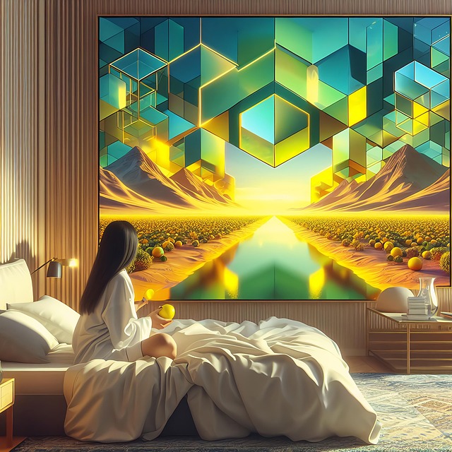 Free geometric hotel room creative illustration