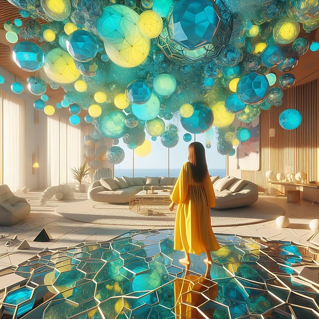 Free geometric hotel room creative illustration