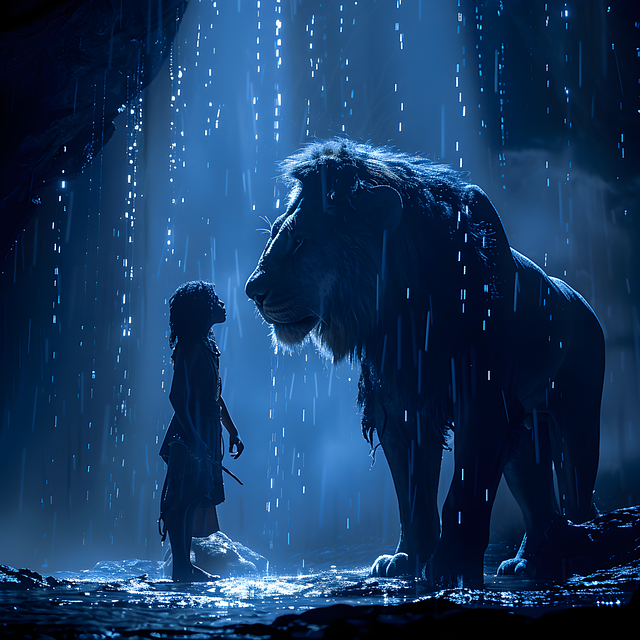Free lion girl animal illustration