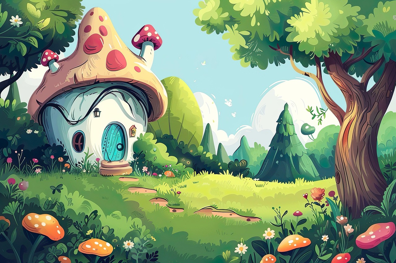 Download free HD stock image of Ai Generated Mushroom House Free ai generated mushroom house mushrooms illustration