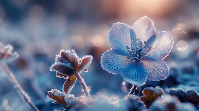 Ai Generiert, Blume, Winter, Eis, Schnee