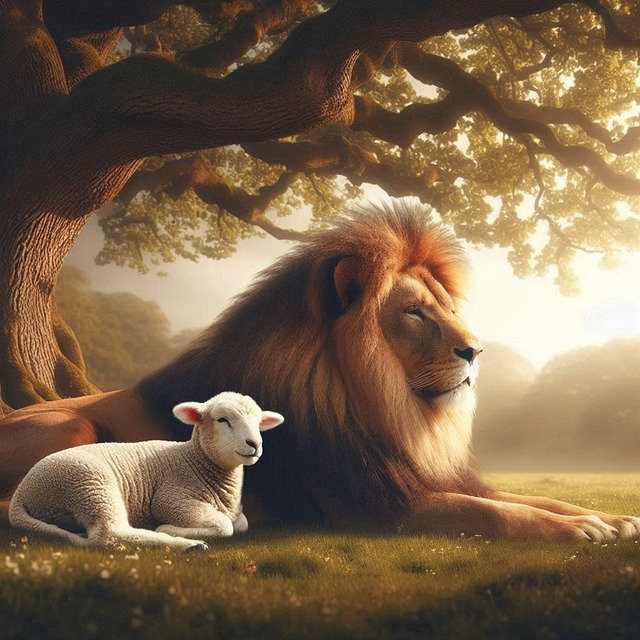 Free ai generated lion lamb illustration