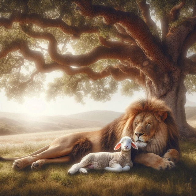 Free ai generated lion lamb illustration