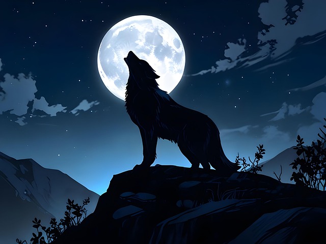 Wolf, Vollmond, Nacht, Heulen, Natur