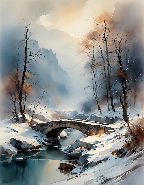 Free beautiful landscape winter illustration
