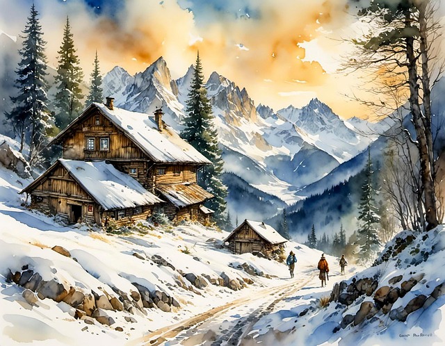 Free beautiful landscape winter illustration