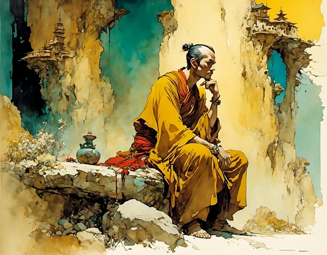 Free monk man tibet illustration