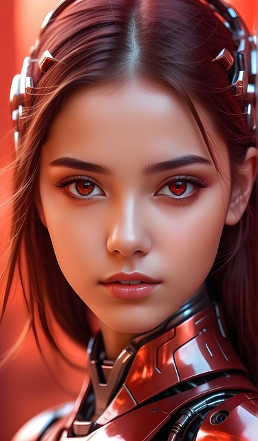 Free girl woman cyborg illustration