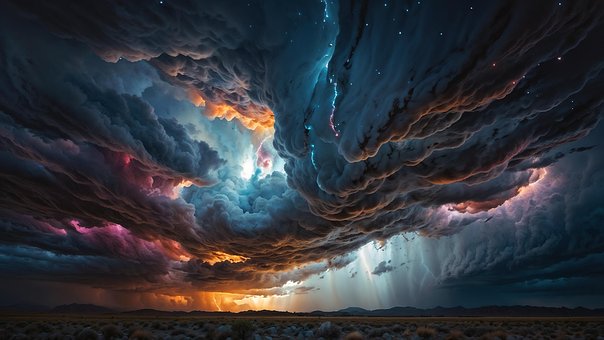 Ai Genereret, Natur, Storm, Skyer, Lyn