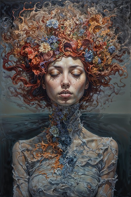 Free ai generated woman flowers illustration