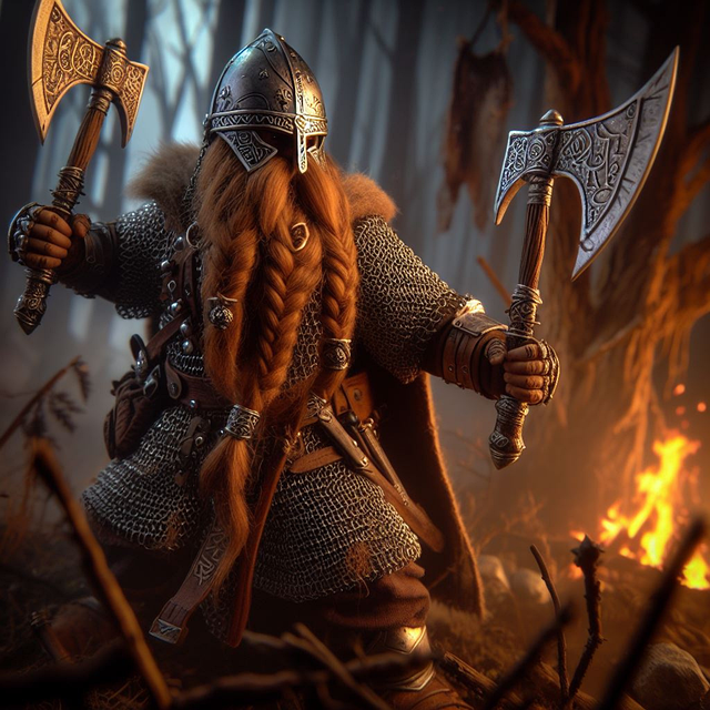 Free dwarf warrior ax illustration