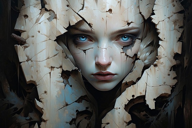 Free ai generated woman cracked illustration