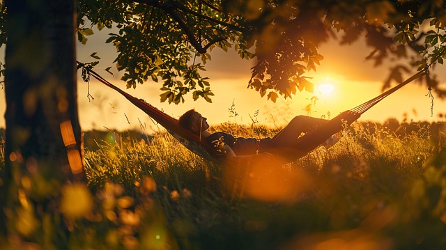 Free forest hammock relaxation illustration