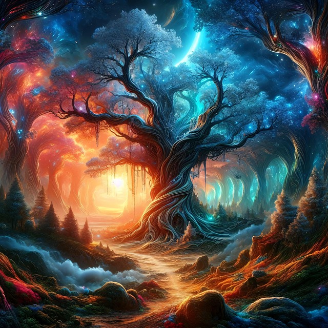 Free ai generated trees forest illustration