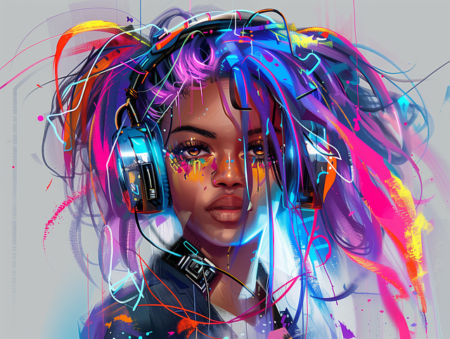 Download free HD stock image of Ai Generated Woman Free ai generated woman headphones illustration
