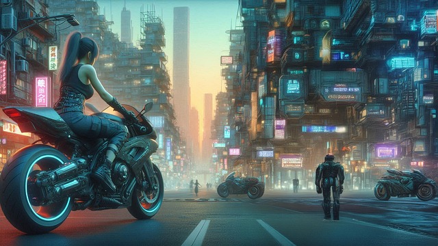 Free ai generated woman motorcycle illustration