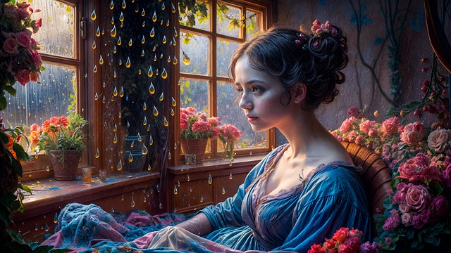 Free lonely girl alone nature illustration