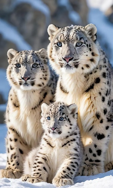 Free animal snow leopard cubs illustration