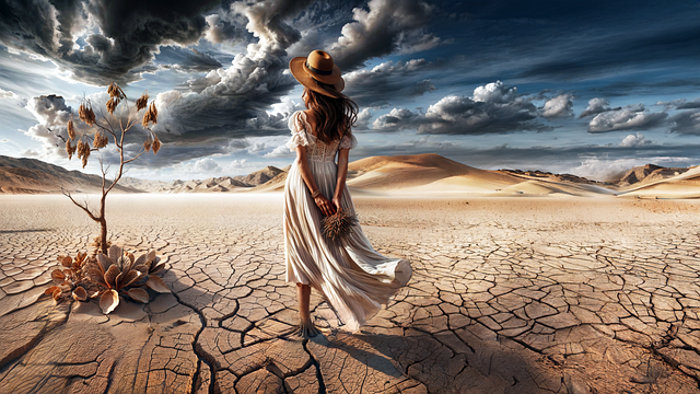 Free ai generated woman desert illustration
