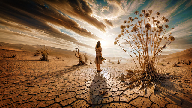 Free ai generated woman desert illustration