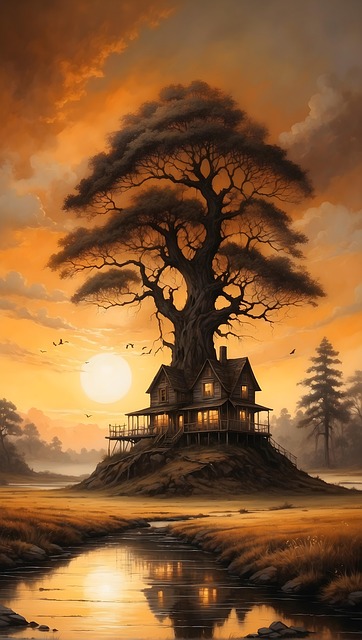 Free painting monochrome fantasy illustration