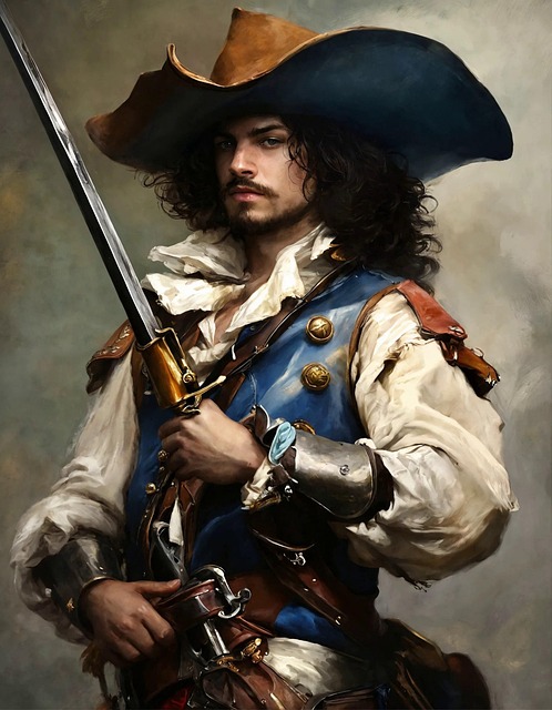 Free musketeer knight sword illustration