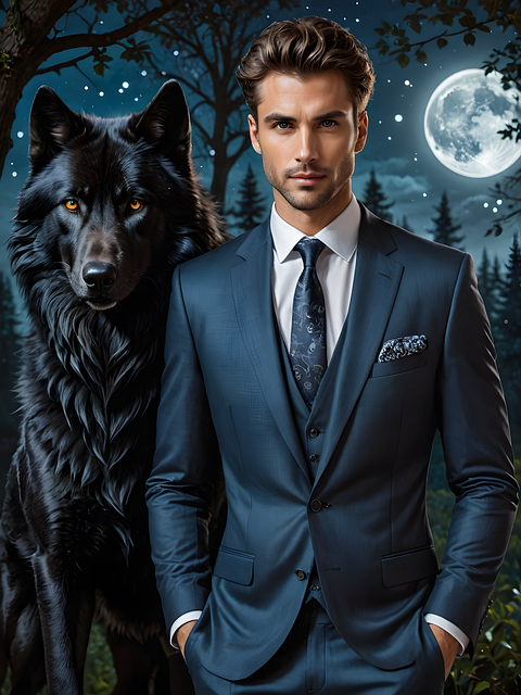 Free ai generated man wolf illustration