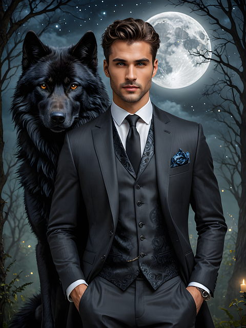 Free ai generated man wolf illustration