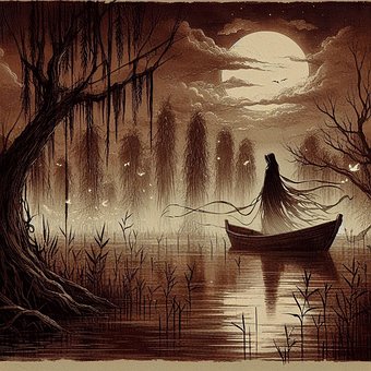 Free Swampscene Sepiatone illustration and picture