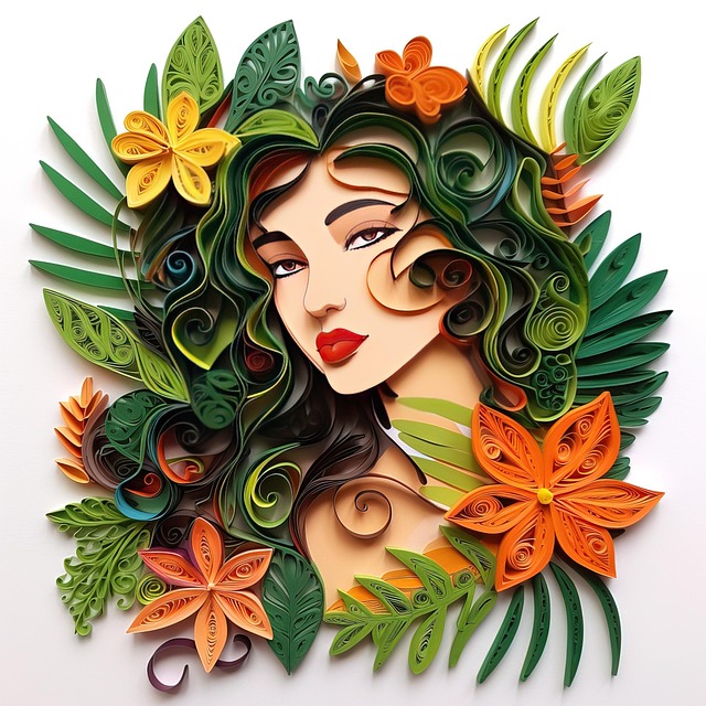 Free woman cut paper art folding illustration