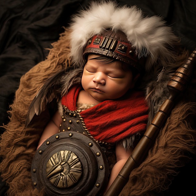 Free ai generated baby warrior illustration